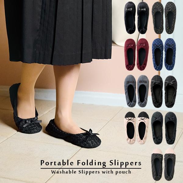 折りたたんでコンパクトに持ち運べる携帯スリッパです。オーガンジーにドットを施した巾着付きで持ち運びも楽々。学校行事やお出かけ先、オフィスシーンはもちろん、旅先でも重宝します。汚れても洗濯機で洗えるので便利。卒業・入学式、参観日、保護者会など...