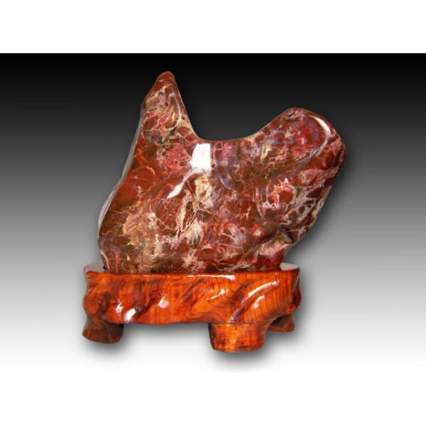 紅加茂石の水石【サイズ】高さ約47cm×幅約44cm×奥行約26.5cm　※台含む商品番号：n-kaw1701-011【送料について】 送料は無料にてお届け致します！</font></b><br><...
