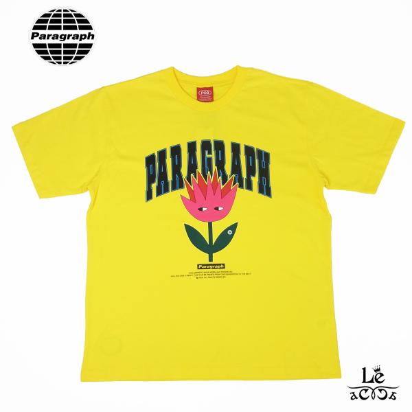 【SALE】Paragraph パラグラフ Tシャツ No. 33 アーチロゴ スマイル フラワー プリント チューリップ 半袖 イエロー  国内正規品【メール便】【返品不可】