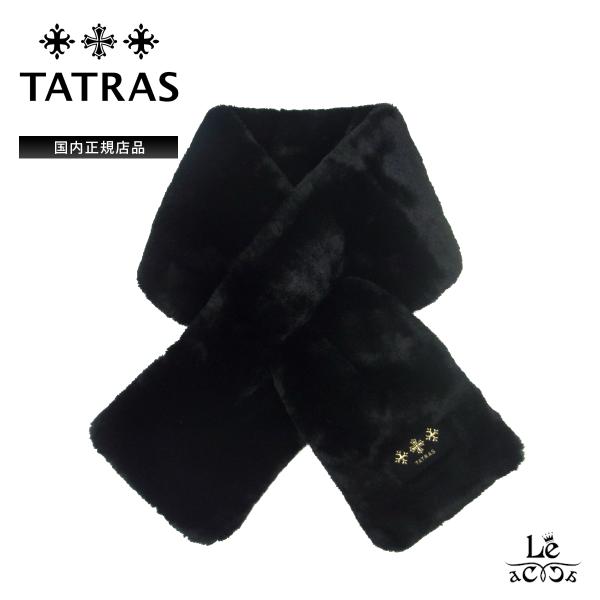 TATRAS タトラス MENISA メニサ フェイクファー ボア マフラー 防寒 ロゴ アクセント ブラック 黒 26AW 国内正規品 ギフト 33000 【送料無料】