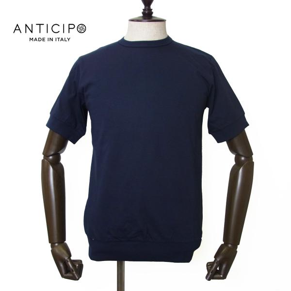 ANTICIPO アンティチポ アンティーチポ クルーネック カットソー Tシャツ NEBBIOLO smooth ネッビオーロ  半袖 コットン ネイビー 国内正規品【メール便】