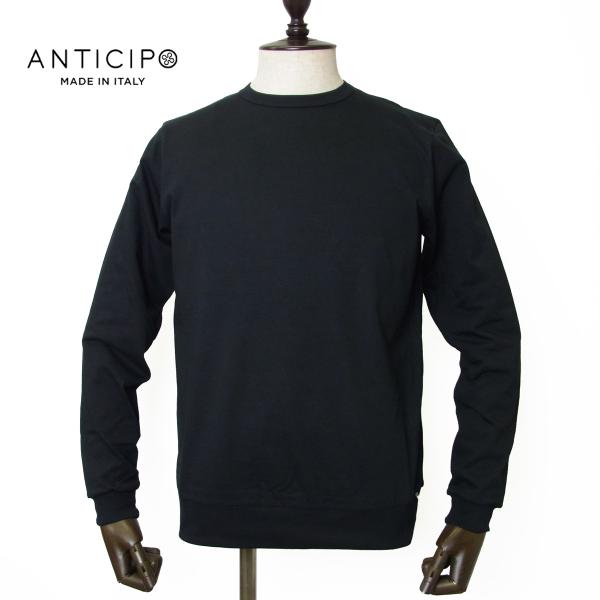 ANTICIPO アンティーチポ クルーネック 長袖 カットソー NEBBIOLO LUNGO smooth ロングスリーブ Tシャツ 丸首 無地 ブラック 黒 イタリア ブランド 国内正規品