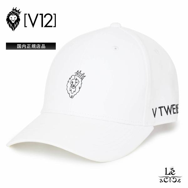 V12 ヴイ・トゥエルブ ゴルフ キャップ 帽子 V122620-CP01 ライオン ロゴ 一筆書き マジックテープ アジャスター メンズ レディース  ホワイト 白   正規品