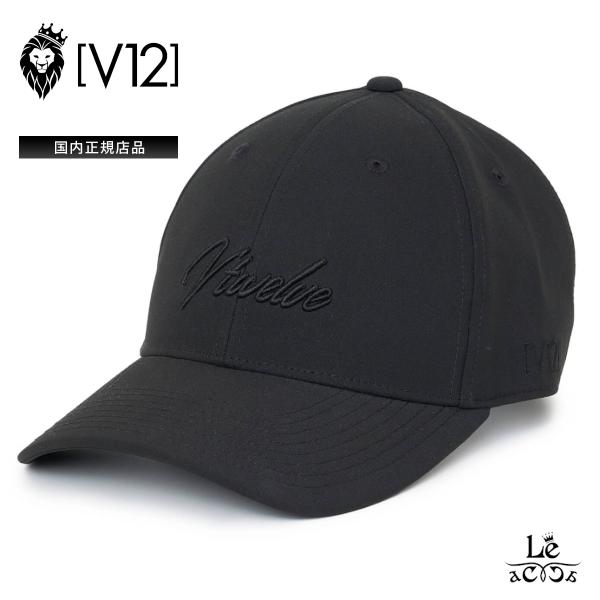 V12 ヴイ・トゥエルブ ゴルフ キャップ 帽子 V122620-CP06 ロゴ 刺繍 オリジナル ティー収納 ループ マジックテープ アジャスター  ブラック 黒  正規品