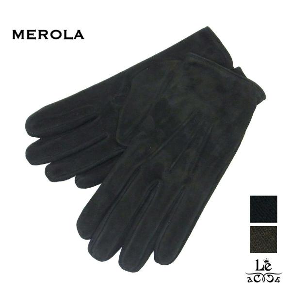 美品❤️MEROLA イタリア製 本革×カシミヤ100% メンズ手袋 ジッパー付 Merola（メローラ） 手袋 グローブ レザー メンズ 本革 カシミヤ