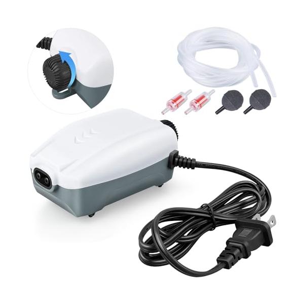 他サイト： HITOP-Aqua 電源コード式 2つ吐出口の静かな水槽エアーポンプ 3Ｗ可調節 水槽に酸素提供 アクセサリー付きエアポンプの商品画像