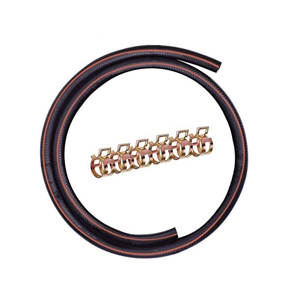 燃料ホース 内径8mm 全長1m フューエルホース ニトリルゴム(NBR)ホース 三重構造 耐油 耐圧 耐熱ホース 高性能ホース 専用ホースクランプ 6個付き 自