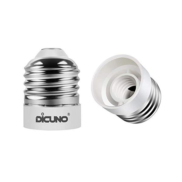 DiCUNO E26→E12 口金変換アダプター 電球ソケット 難燃性材料 最大仕事率200w 165度耐熱 2個セット