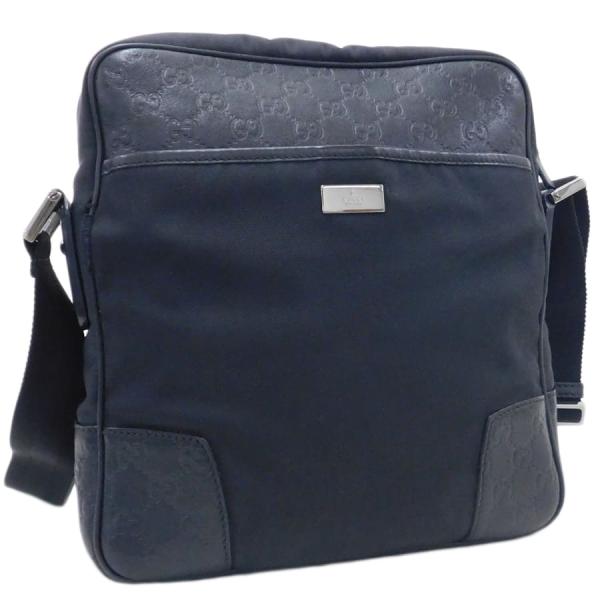 ◇ GUCCIグッチ ショルダーバッグ ナイロン×レザー ブラック ◇ GUCCI グッチ ショルダーバッグ 162783 ブラック系 ナイロン