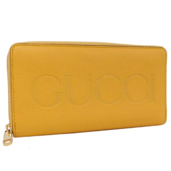 GUCCI 新品同様 グッチ レザー 長財布 658691 イエロー系 ジップ