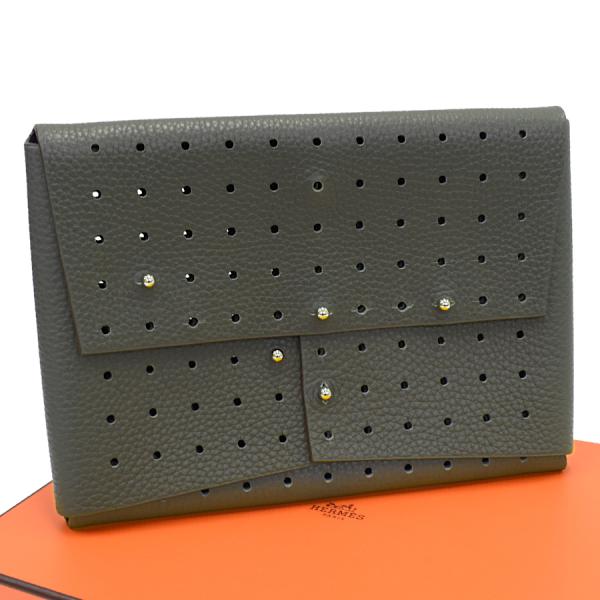 HERMES エルメス パーフォレートポーチ タブレットケース レザー 