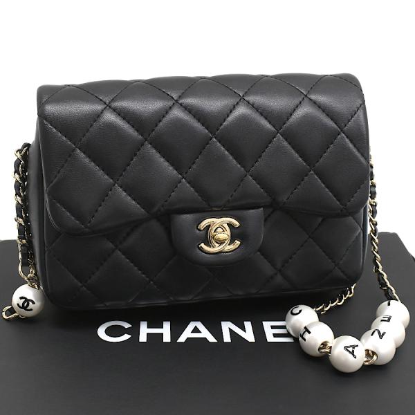 シャネル CHANEL ミニパールフラップバッグ AS4384 ライトグレー ゴールド金具 ラムスキン レディース ショルダーバッグ シャネル CHANEL ミニパールフラップバッグ AS4384 ライトグレー