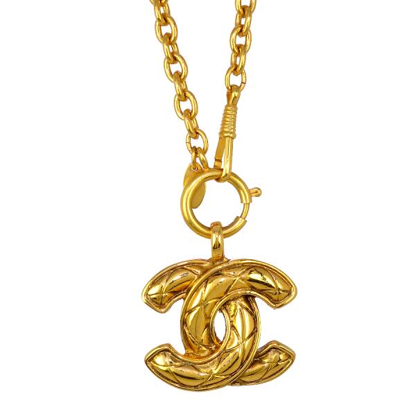 シャネル チェーン ロング ネックレス ペンダント GP ゴールド  