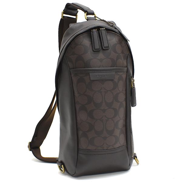 【美品】コーチ シグネチャー ボディバッグ ダークブラウン 70858 COACH コーチ ボディバッグ スリングバッグ 70858 シグネチャー