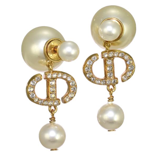 Dior ゴールドクリスタル ピアス Christian Dior クリスタル ゴールド ピアス – opulent