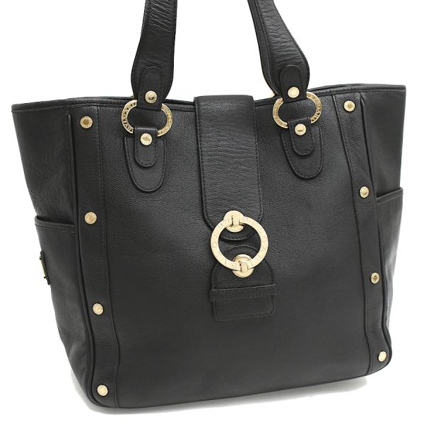 BVLGARI（ブルガリ） トート ハンドバッグ レザー ブラック ゴールド