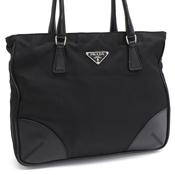 PRADA（プラダ） トート ハンドバッグ ナイロン レザー ブラック 