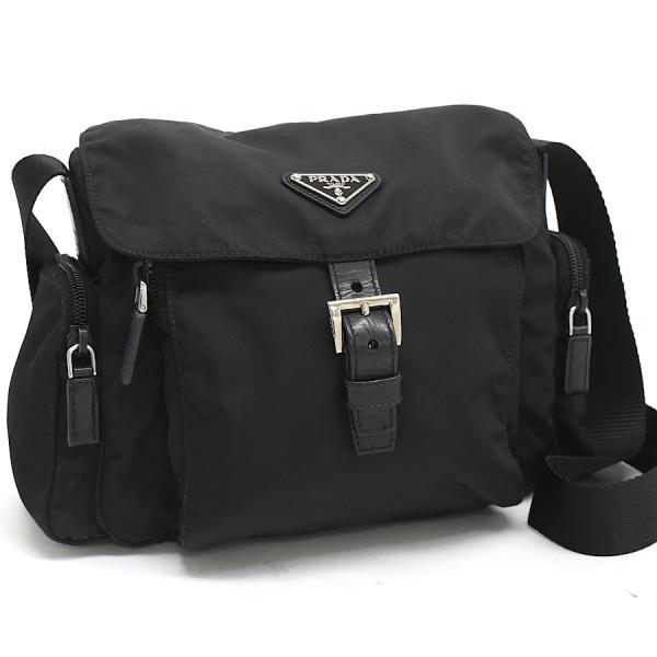 ★3日以内返品可★ 美品 PRADA プラダ VELA SPORT テスート ショルダーバッグ トライアングルロゴ BT0420 ショルダーバッグ ブラック ナイロン サフィアーノ レディース PRADA（プラダ） クロスボディ ショルダーバッグ BT0501 VELA ナイロン