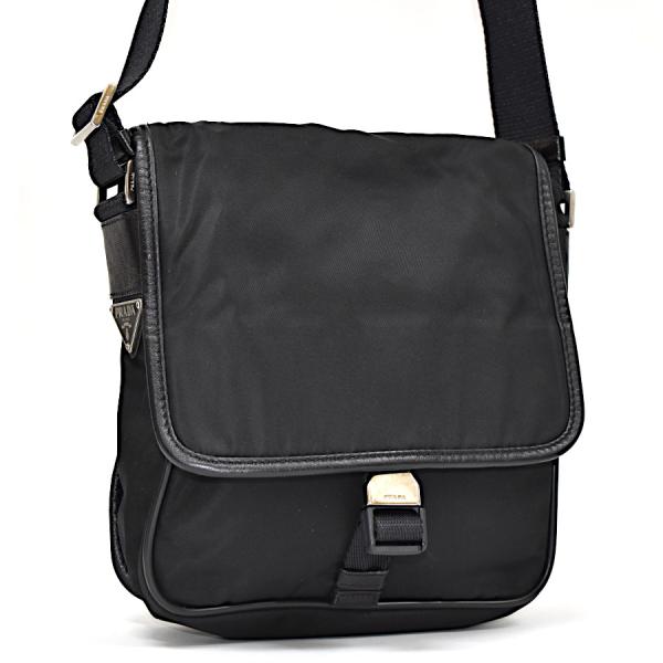 GW特別お値下げ❣️PRADA ナイロン×レザーブラック 三角ロゴ　ショルダー PRADA（プラダ） ショルダーバッグ トライアングルロゴ ▽プレート