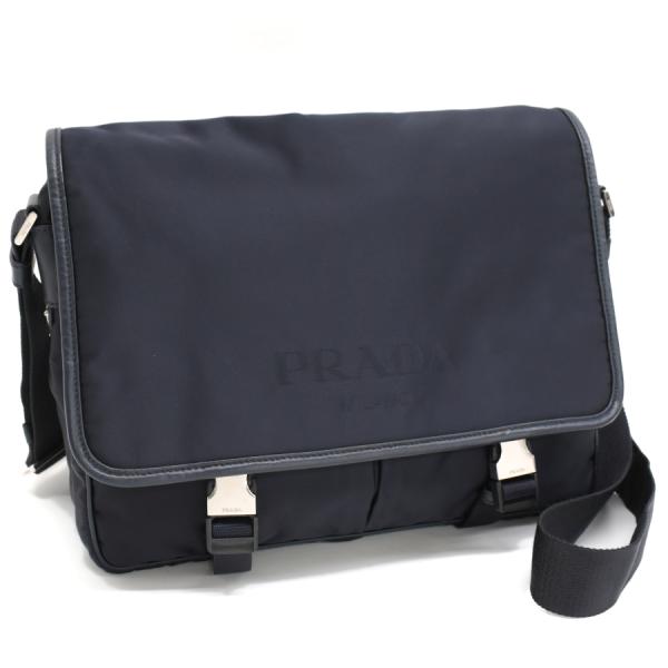 PRADA(プラダ) ショルダーバッグ - 2VD768 ダークネイビー ロゴ レザー PRADA - PRADA(プラダ) ショルダーバッグ - 2VD768 ダークネイビー