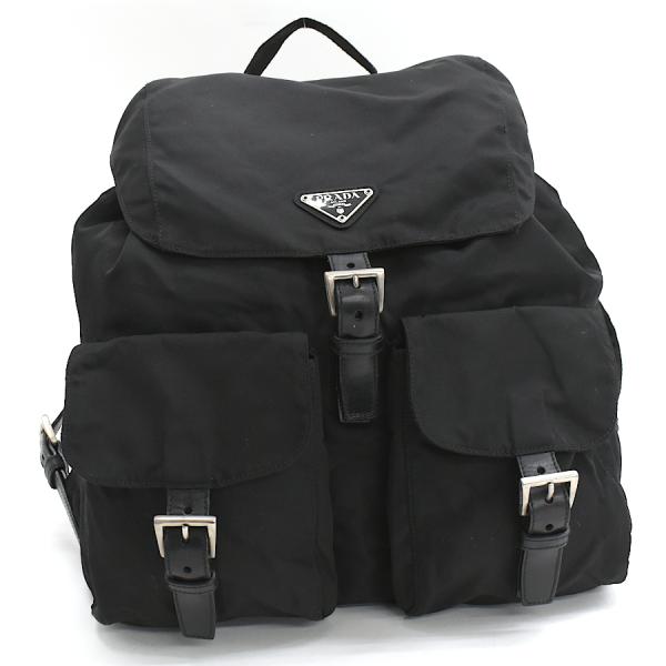 q70【美品】Gカード 保存袋付　プラダ　三角ロゴ　ナイロン　レザー　リュック PRADA（プラダ） バックパック リュックサック ナイロン レザー