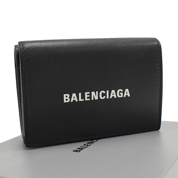 バレンシアガ EVERYDAY エブリデイ ミニウォレット 三つ折り財布 レザー ブラック BALENCIAGA