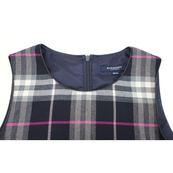 バーバリーロンドン ワンピース キッズ ノースリーブ チェック ネイビー London 特価 Burberry 三陽商会 コットン サイズ130a