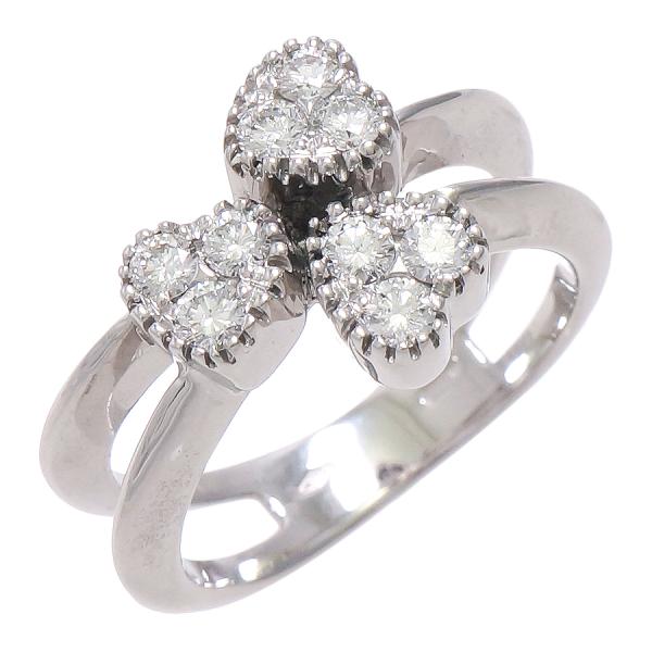 リング K18ホワイトゴールド ダイヤモンド 0.51ct 14.5号 三つ葉  