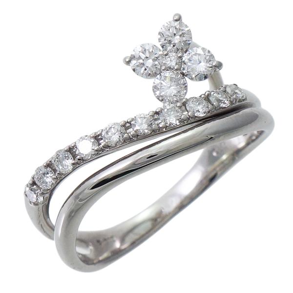 リング プラチナ900 ダイヤモンド 0.38ct 花 フラワー 9号 レディース 