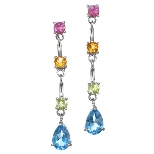 新品同様 ドロップ ピアス K18ホワイトゴールド ブルートパーズ 