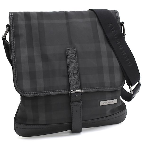 バーバリー チェック柄 ナイロン レザー メッセンジャー ショルダーバッグ BURBERRY (バーバリー) バーバリーチェック ショルダーバッグ メンズ