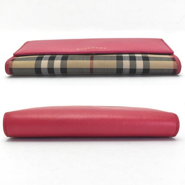 レディース 長財布 Burberry キャンバス レザー 財布 チェック柄 ピンク メルキャスト バーバリー 長財布 2478 二つ折り 長財布