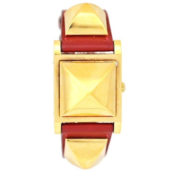 HERMES エルメス メドール レディース 腕時計 クオーツ ピラミッド 白