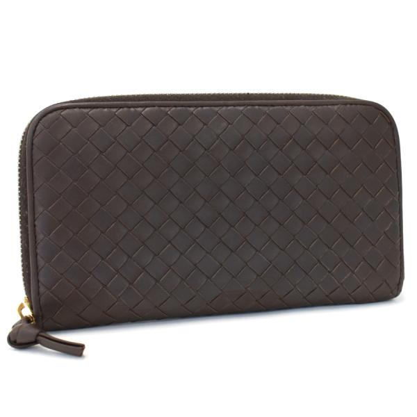 良品 ボッテガヴェネタ イントレチャート 長財布 お洒落 レザー ブラウン BOTTEGA VENETA（ボッテガ・ヴェネタ） ジップアラウンドウォレット 長