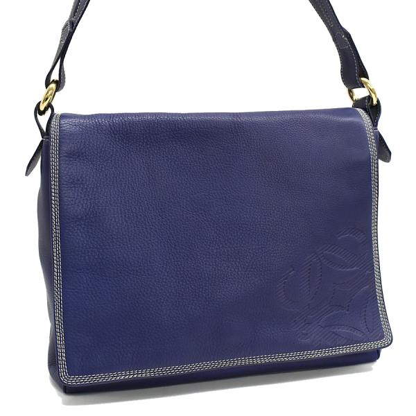 【LOEWE】ショルダーバッグ　アナグラム　ゴールド金具　レザー　ネイビー LOEWE（ロエベ） ショルダーバッグ アナグラム レザー ネイビー