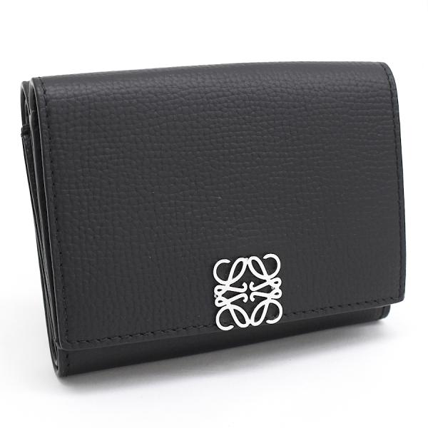 LOEWE アナグラム 二つ折り財布 黒 美品⭐ロエベ LOEWE 二つ折り財布 黒 アナグラム レザー 箱付き