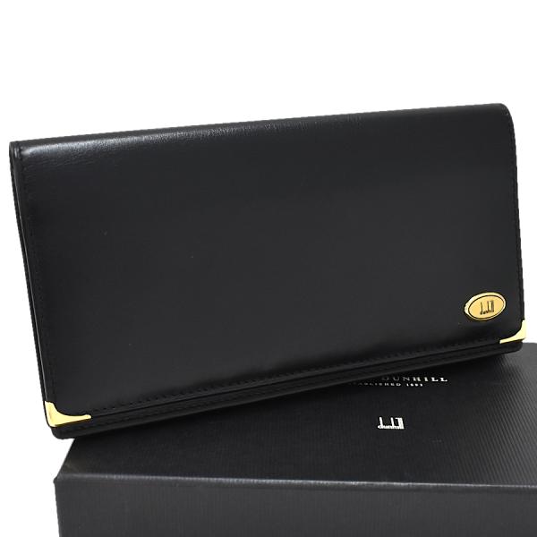 【BIGお買い物ラリー★30%OFFセール中】ダンヒル Dunhill 札入れクロコ調 dマーク ブラック レディース 中古 dunhill（ダンヒル） 新品同様 二つ折り長財布 長札入れ WM1380