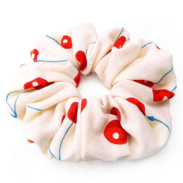 シュシュ チェリープリントの柔らかシュシュ さくらんぼ 大きめ