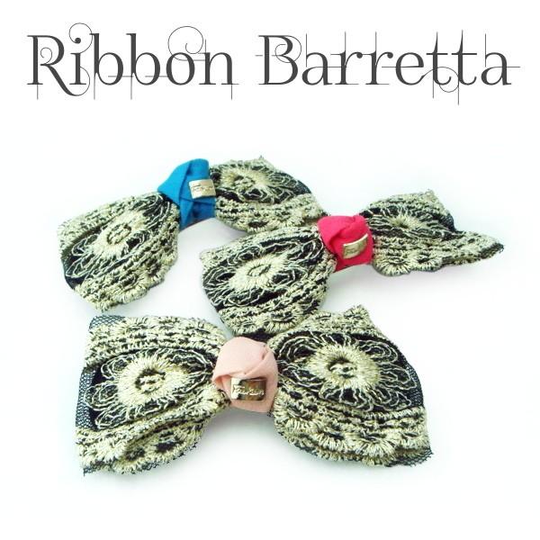 バレッタ 華やかな刺繍のリボンバレッタ りぼん レース 人気 おしゃれ ハーフアップ ピンク ブルー 青 水色 黒 ブラック 金色 ゴールド 31 F メロウストア 通販 Yahoo ショッピング