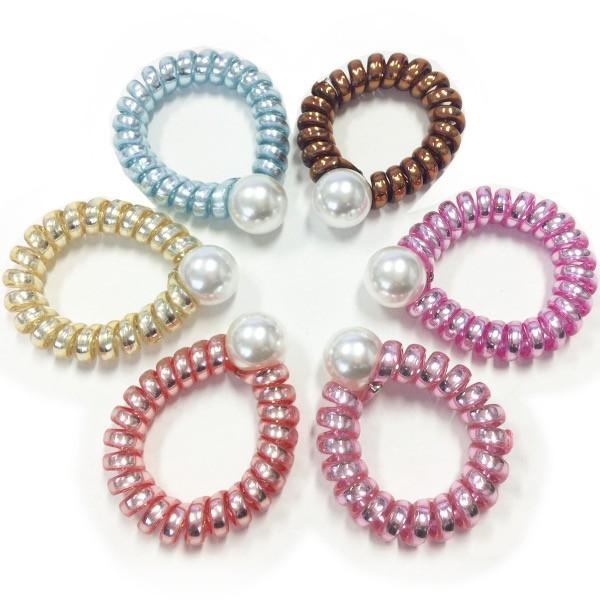 ヘアゴム パールモチーフ付きスプリングゴム スパイラル コイル スプリングゴム ヘアゴム 無地 ピンク オレンジ ブルー 青 水色 161 9 F メロウストア 通販 Yahoo ショッピング