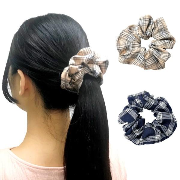 シュシュ タータンチェックのシンプルシュシュ ヘアアクセサリー ヘアー チェック ベージュ ネイビー 紺色 ブルー 青 カジュアル プレゼント ギフト メロウ 36 H メロウストア 通販 Yahoo ショッピング