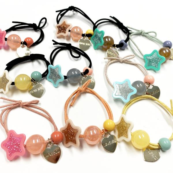 ヘアゴム ラメ入りスターが可愛いヘアゴム ヘアアクセサリー ヘアーアクセサリー ヘアポニー ハート スター 星 ラメ まとめ髪 ブレスレット アイボリー ピンク 35 F メロウストア 通販 Yahoo ショッピング