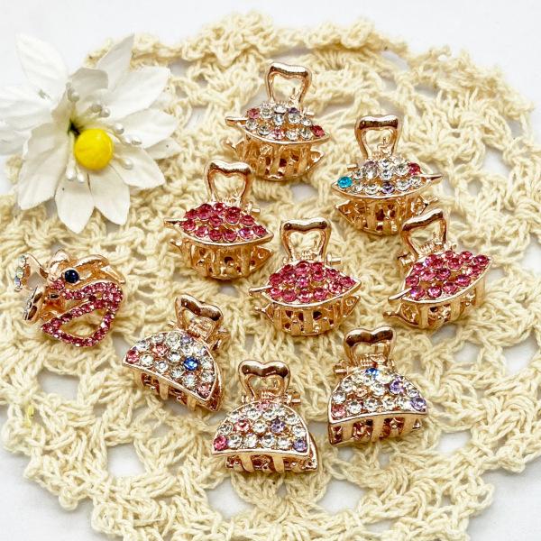 ヘアクリップ バンスクリップ ラインストーン付きキラキラミニミニ