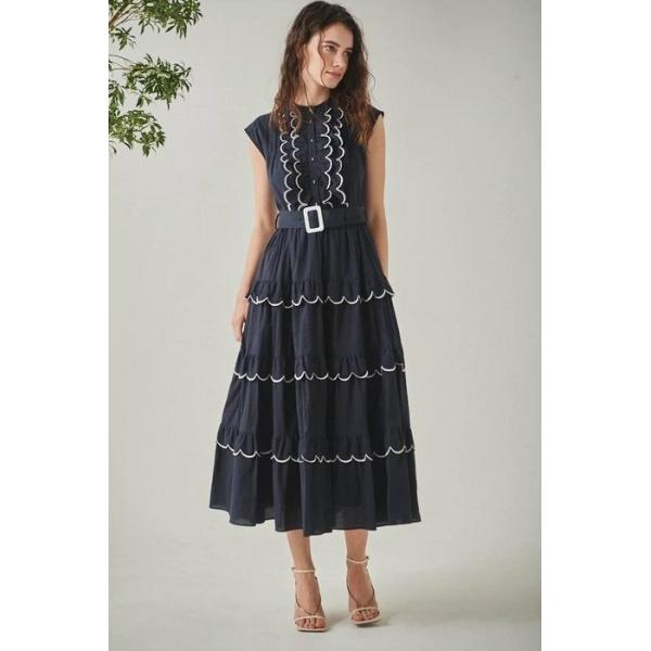 Estella.K エステラケー のバイカラースカラップドレス Bonnie Scallop 