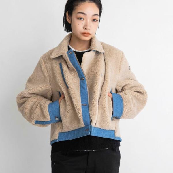 BLANC basque/ブラン バスクの ボア×デニム ライダースジャケット