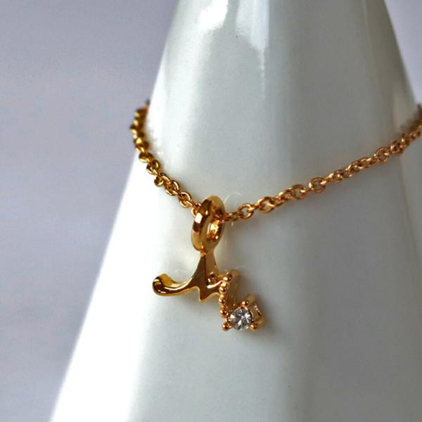 K14WG イニシャルM　かわいいチェーンリング melodyoga_rg-ch4