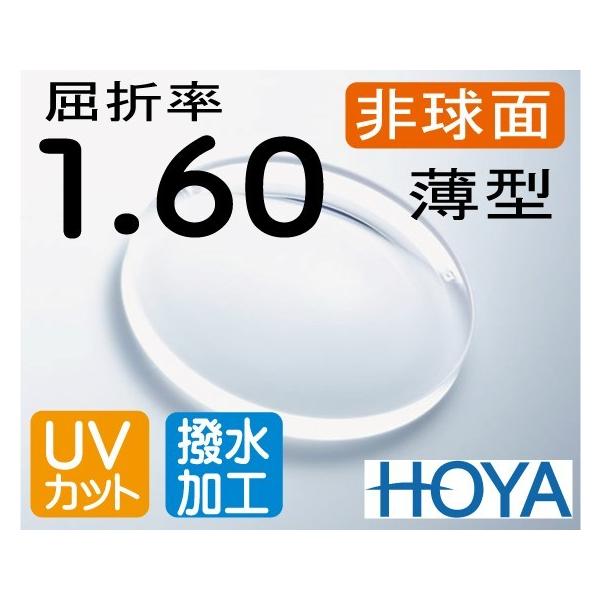 HOYA 非球面1.60 傷防止コート 薄型レンズ UVカット、撥水加工付 2枚