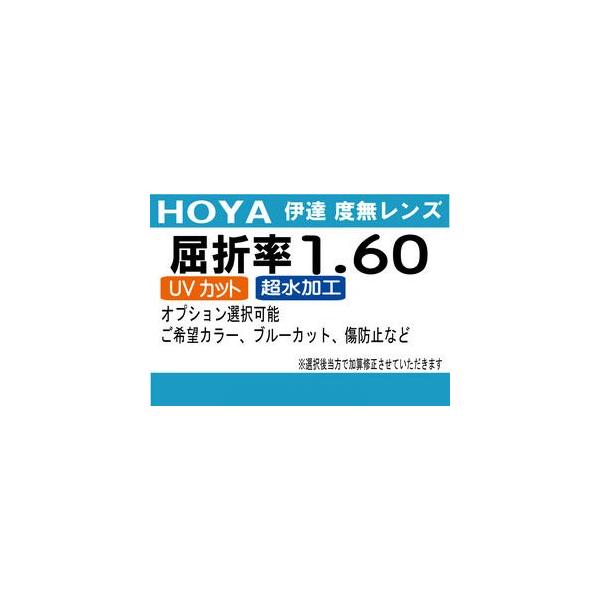 伊達メガネ用　度無しレンズ　UVカット付　(透明）