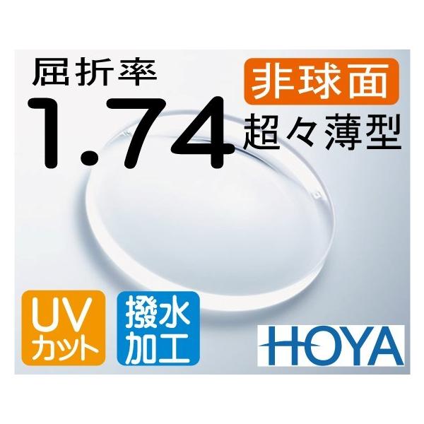 HOYA 非球面1.74 超々薄型レンズ 超傷防止、ブルーカット、UVカット