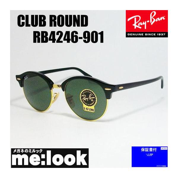 RayBan レイバン RB4246-901-51 クラブラウンド クラッシック サングラス ブラック/ゴールド